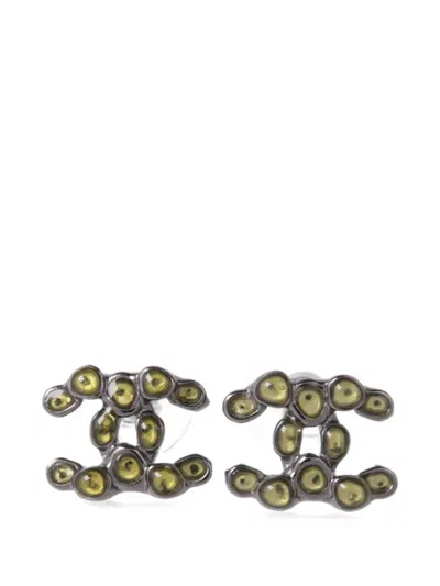 Pre-owned Chanel Cc Turn-lock Earrings In Silver