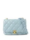 Chanel Cc Turn-lock Flap Leather Shoulder Bag In Blue