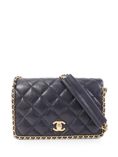 Pre-owned Chanel Cc Turn-lock Flap Shoulder Bag In Black