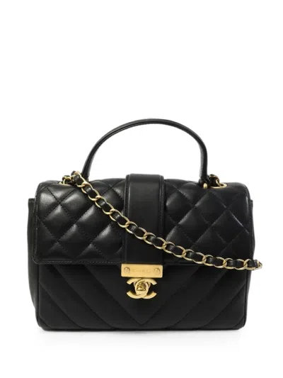 Pre-owned Chanel Cc Turn-lock Flap Tote Bag In Black