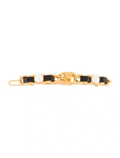 Pre-owned Chanel Cc Turnlock Hair Clip In Gold
