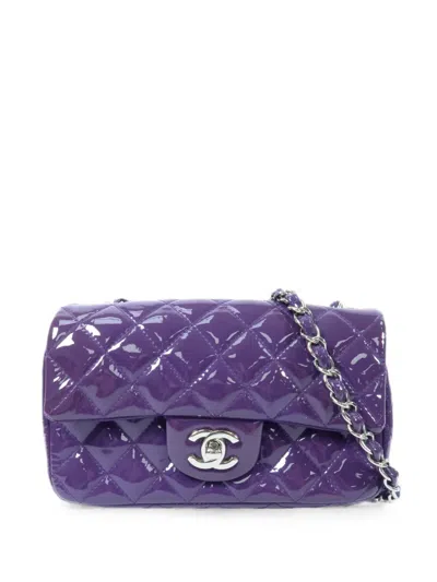 Pre-owned Chanel Cc Turn-lock Leather Shoulder Bag In Purple