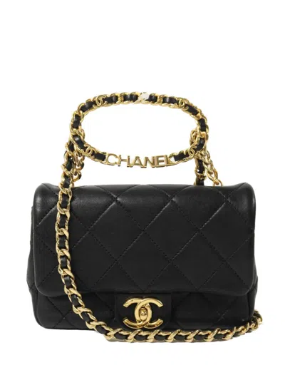 Pre-owned Chanel Cc Turn-lock Leather Tote Bag In Black