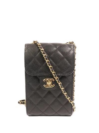 Pre-owned Chanel Cc Turn-lock Phone Bag In Black