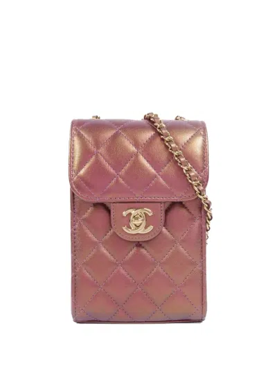 Pre-owned Chanel Cc Turn-lock Phone Shoulder Bag In Pink