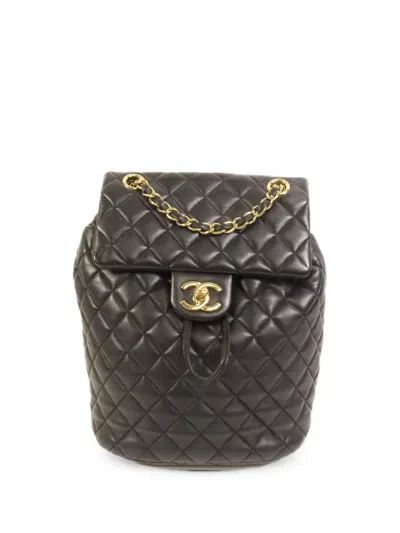 Pre-owned Chanel Cc Turn-lock Quilted Backpack In Black