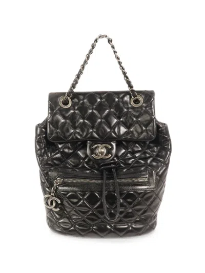 Pre-owned Chanel Cc Turn-lock Quilted Backpack In Black