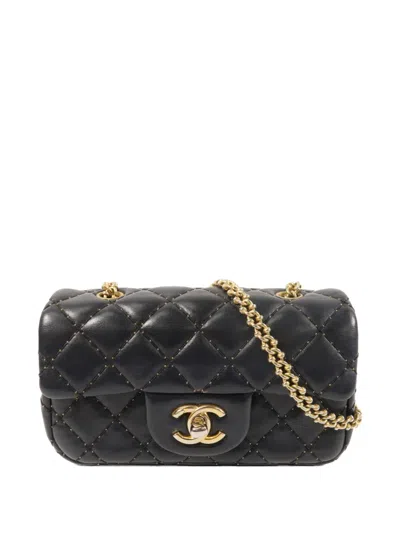 Pre-owned Chanel Cc Turn-lock Quilted Crossbody Bag In Black