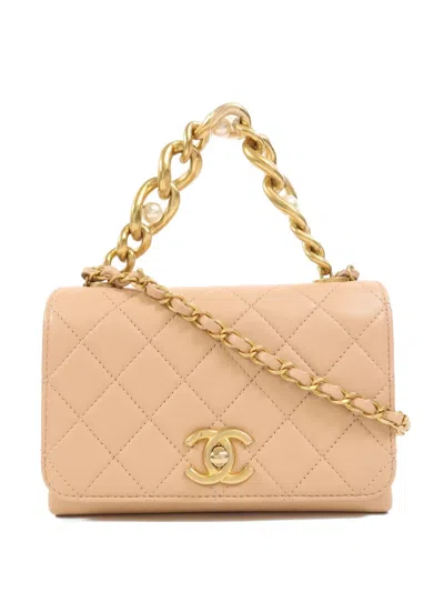 Pre-owned Chanel Cc Turn-lock Quilted Crossbody Bag In Neutral