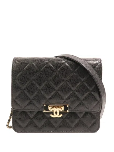 Pre-owned Chanel Cc Turn-lock Quilted Shoulder Bag In Black