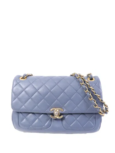 Pre-owned Chanel Cc Turn-lock Quilted Shoulder Bag In Blue