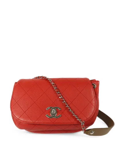 Pre-owned Chanel Cc Turn-lock Quilted Shoulder Bag In Red