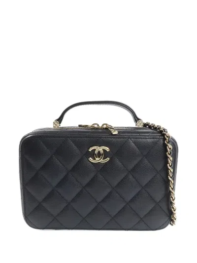 Pre-owned Chanel Cc Turn-lock Quilted Tote Bag In Black