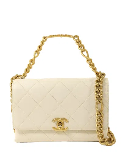 Pre-owned Chanel Cc Turn-lock Quilted Tote Bag In Neutral