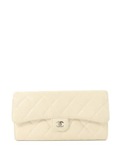 Pre-owned Chanel Cc Turn-lock Quilted Wallet In Neutral