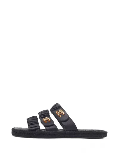 Pre-owned Chanel Cc Turn-lock Sandals In Black