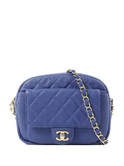 Pre-owned Chanel Cc Turn-lock Shoulder Bag In Blue