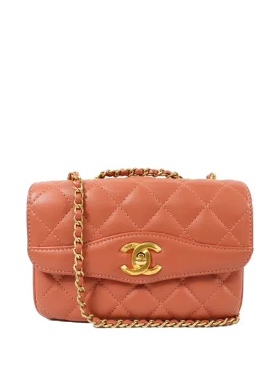 Pre-owned Chanel Cc Turn-lock Shoulder Bag In Orange