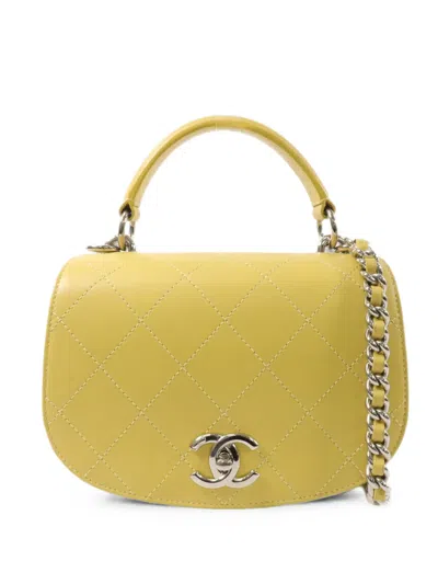 Pre-owned Chanel Cc Turn-lock Shoulder Bag In Yellow