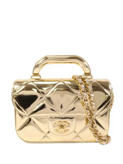 Pre-owned Chanel Cc Turn-lock Tote Bag In Gold