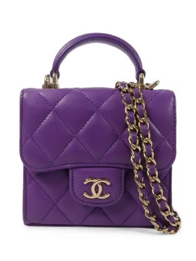 Pre-owned Chanel Cc Turn-lock Tote Bag In Purple