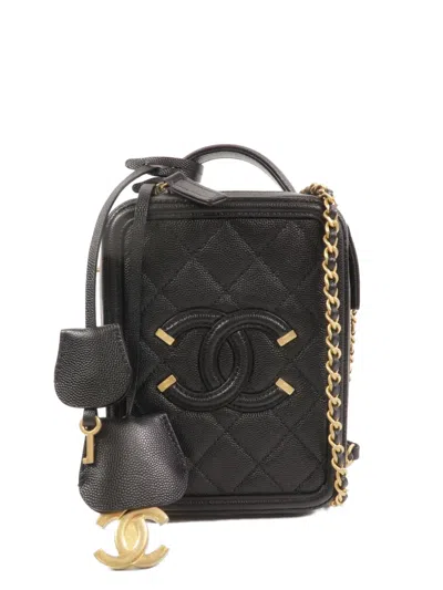 Pre-owned Chanel Cc Turn-lock Vanity Bag In Black