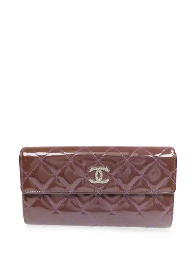Pre-owned Chanel Cc Turn-lock Wallet In Purple
