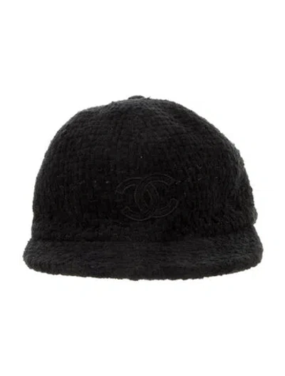 Pre-owned Chanel Cc Tweed Baseball Cap In Black