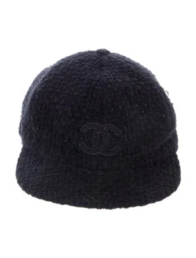 Pre-owned Chanel Cc Tweed Baseball Cap In Black