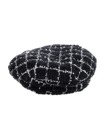 Pre-owned Chanel Cc Tweed Beret In Blue
