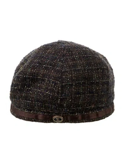 Pre-owned Chanel Cc Tweed Beret In Blue