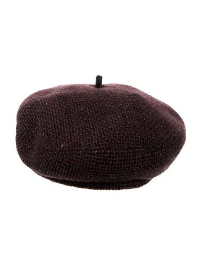 Pre-owned Chanel Cc Tweed Beret In Purple