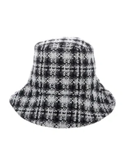 Pre-owned Chanel Cc Tweed Bucket Hat W/tags In Black