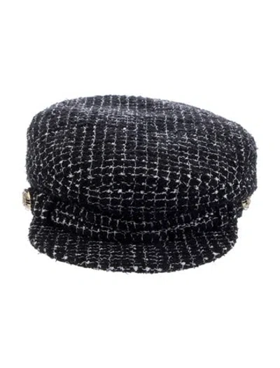 Pre-owned Chanel Cc Tweed Cap In Black