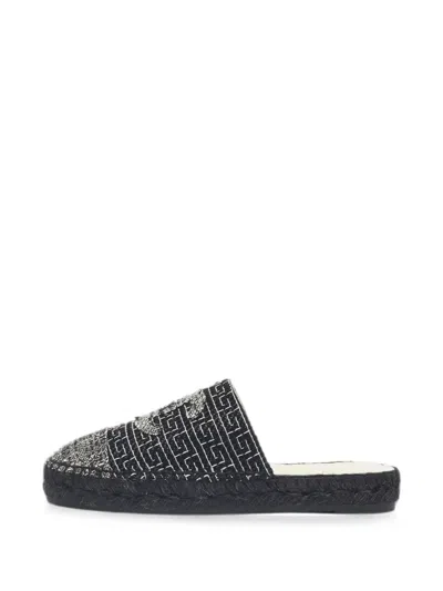 Pre-owned Chanel Cc Tweed Espadrilles In Black