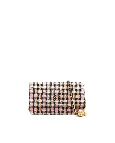 Chanel Cc Tweed Pearl Crush Wallet On Chain In Multi