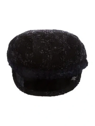 Pre-owned Chanel Cc Tweed Sailor Cap In Black
