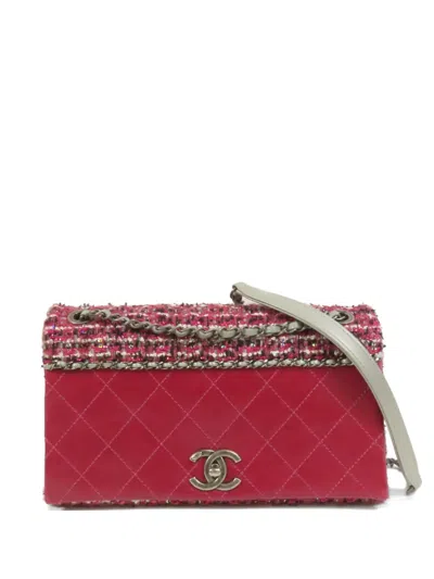 Pre-owned Chanel Cc Tweed Shoulder Bag In Pink