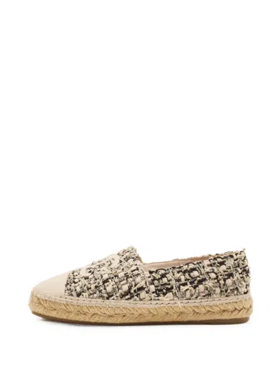Pre-owned Chanel Cc Tweed Slip-on Espadrilles In Neutrals