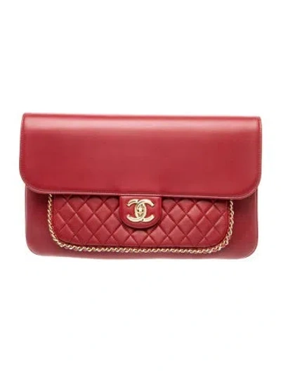 Pre-owned Chanel Cc Unchained Clutch In Red