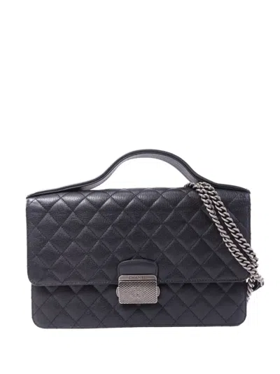 Pre-owned Chanel Cc University Flap Shoulder Bag In Black