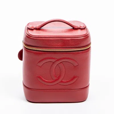 Pre-owned Chanel Cc Vanity Case In Red