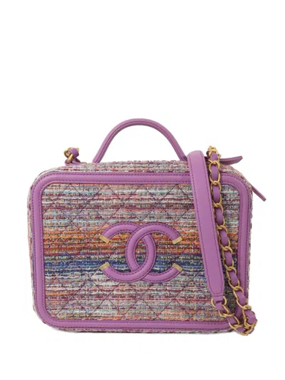 Pre-owned Chanel Cc Vanity Case Shoulder Bag In Purple