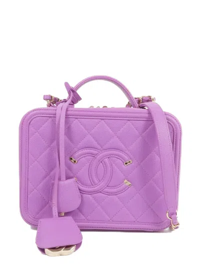 Pre-owned Chanel Cc Vanity Case Shoulder Bag In Purple