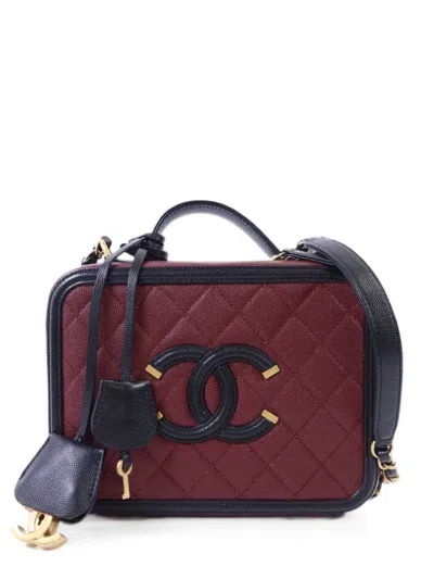 Pre-owned Chanel Cc Vanity Case Shoulder Bag In Red