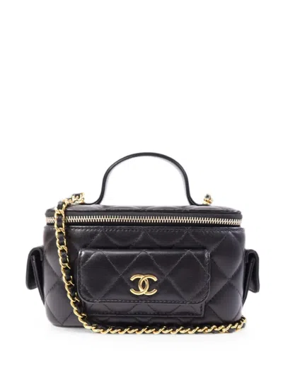 Pre-owned Chanel Cc Vanity Case Tote Bag In Black