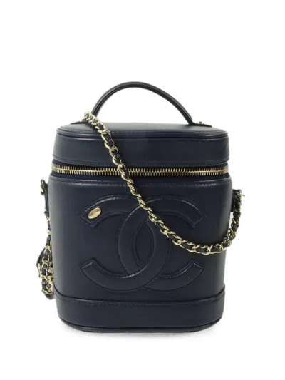 Pre-owned Chanel Cc Vanity Case Tote Bag In Blue