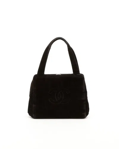 Pre-owned Chanel Cc Velour Bag In Black