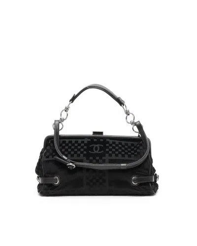 Pre-owned Chanel Cc Velour Bag In Black