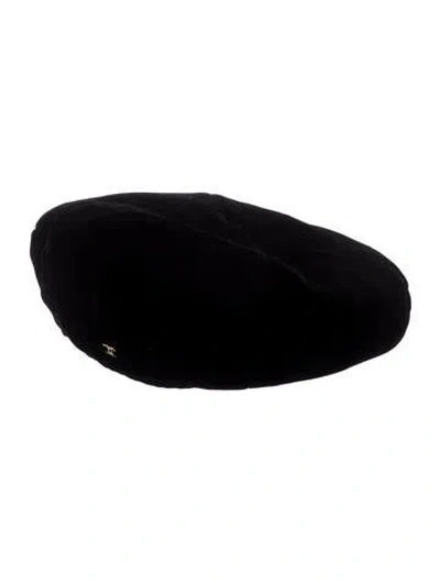 Pre-owned Chanel Cc Velvet Beret In Black